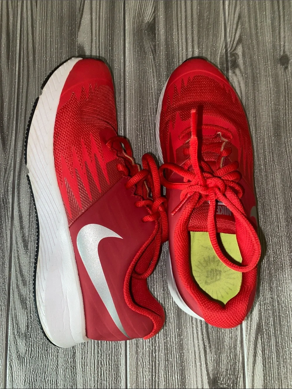Nike Red and White Running Sneakers Size 5Y